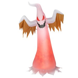 Tangkula 6FT Tall Halloween Inflatable Decoration Blow Up Fire Ghost Built-in Flame LED Light Self-inflate Ghost w/ Sandbags & Ropes & Ground Stakes - 1 of 4