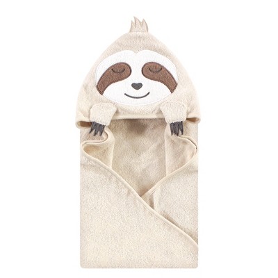 Hudson Baby Infant Boy Cotton Animal Face Hooded Towel, Sloth, One Size