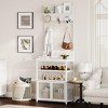 72.8" Organizador de abrigos y zapatos – Perchero blanco con puertas, 7 ganchos y diseño estrecho, ideal para entrada, dormitorio y cuarto de baño - 2 of 4
