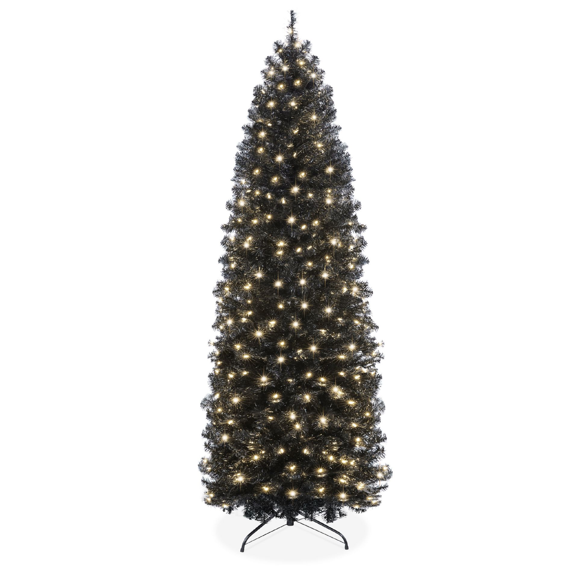 Best Choice Products 4.5ft Pre-Lit Black Artificial Christmas Tree, Holiday Pencil Tree w/ 100 Incandescent Lights, Base
