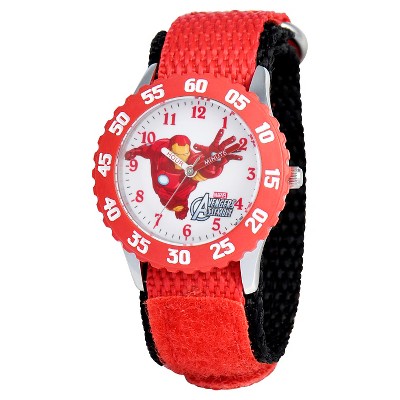 Boys' Marvel Tony Stark Stainless Steel Time Teacher Bezel Watch - Red