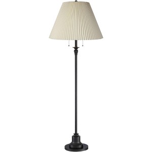 360 Lighting Spenser Retro Art Deco 58" Tall Floor Lamp Oiled Bronze Brown Beige Fabric Pleated Empire Shade for Living Room Bedroom House - 1 of 4