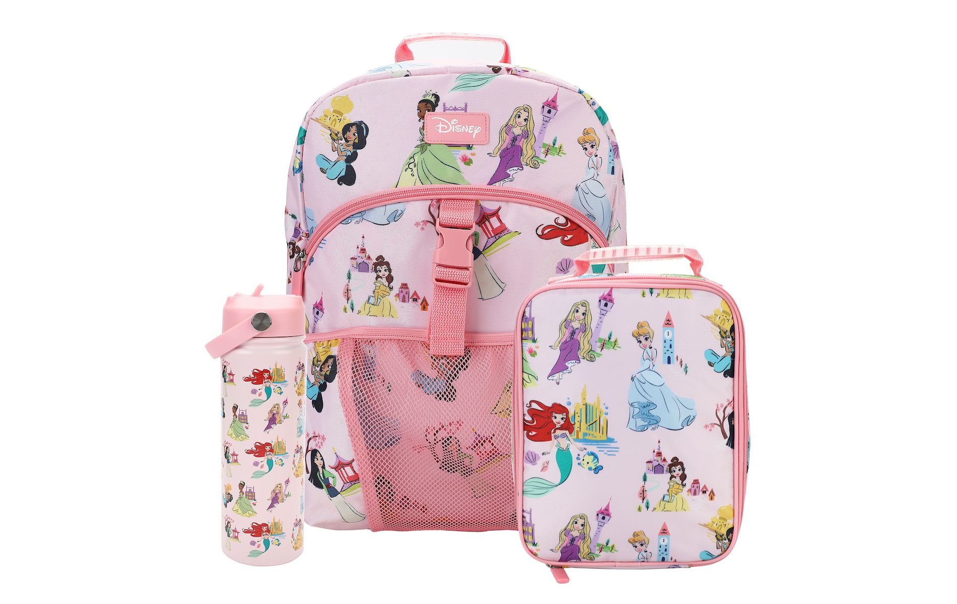 Disney Princess All-Over Character Print Pink 16” Backpack With Lunchbox Set