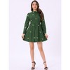INSPIRE CHIC Women's Casual Long Sleeve Half Placket Embroidered Floral Mini Shirt Dress - 3 of 4
