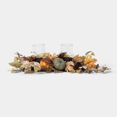 Mixed Harvest Pillar Fall Candle Holder Centerpiece - Threshold™