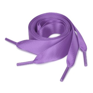 Elerevyo Women's Satin Flat Ribbon Shoelaces Sneakers Canvas Shoestrings 2 Pairs - 1 of 4