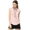 Allegra K Women's Cute Tie Neck Sleeveless Ruffle Button Down Chiffon Summer Shirt - 3 of 4