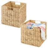 mDesign Large Woven Hyacinth Home Storage Basket for Cube Furniture, 2 Pack