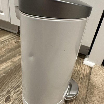 simplehuman 50L Semi Round Plastic Step Trash Can White