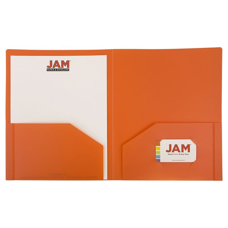 JAM 6pk 2 Pocket Heavy Duty Plastic Folders - Orange, 4 of 10