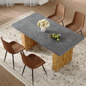 NicBex 5 Piece Gray MDF Dining Table Set with 4 Artificial Leather/Cushioned Chairs for Dining Meeting Room - 1 of 4