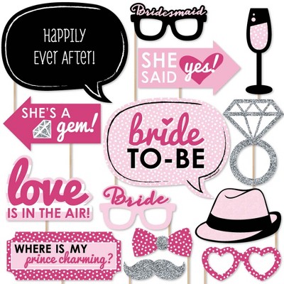 Big Dot of Happiness Bride-to-Be - Bachelorette Party Photo Booth Props Kit - 20 Count