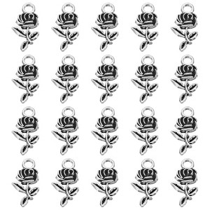 Unique Bargains Alloy  Elegant Sophisticated Jewelry Making Mini Rose Flower Pendants 50 Pcs - 1 of 4