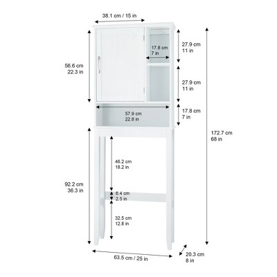 White Wooden Over-the-Toilet Cabinet with Adjustable Shelves