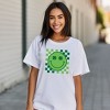 Simply Sage Market Women's Clover Eyes Smiley St. Patrick's Day Short Sleeve Garment Dyed Tee - 2 of 2