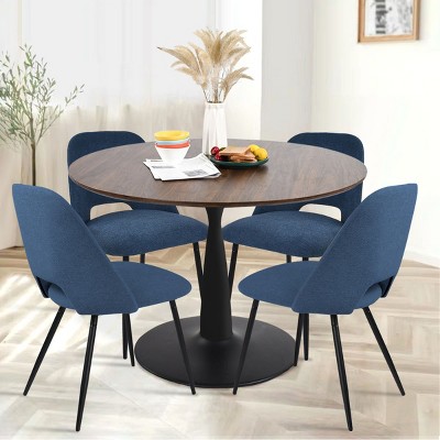 Harold+edwin 5-piece Walnut Foil Round Top Pedestal Dining Table Set ...