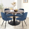 Harold+Edwin 5-Piece Dining Table Set Walnut Foil Round Top Pedestal Dining Room Set with 4 Upholstered Chairs for Apartment - Maison Boucle - 2 of 4