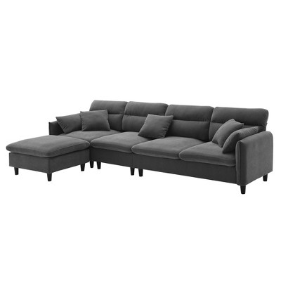 GDFStudio Rodney Chenille 110" Convertible L-shaped Sofa with Ottoman