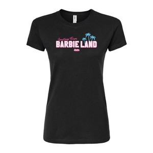 Women's - Barbie - Greetings from Barbie Land Juniors Fitted Graphic T-Shirt - 1 of 2
