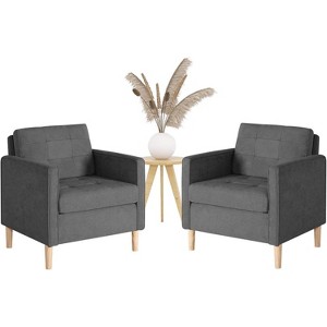 Decor Linen Comfy Round Arms Chair for Living Room, Reading Leisure Chair with High Back for Living Room Bedroom Waiting Room, Grey - 1 of 4
