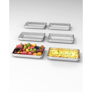 Steam Table Pans, Hotel Pans - 6 PCS Full/Half Size NSF Certified Stainless Steel Food Pans for Catering, No Handle/Lid - 1 of 4