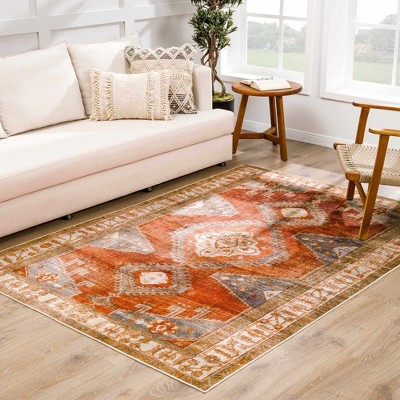Hauteloom Kullar Orange Washable Area Rug