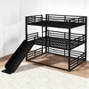Queen Over Queen Over Queen Metal Triple Bunk Bed with Slide and Guardrails, Space-Saving Heavy-Duty Bed Frame ,kids bed - 4 of 4