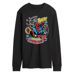 Men's - Marvel - Spider-man Stickers Style Long Sleeve Graphic T-Shirt - 1 of 3