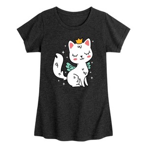 Girls' - Instant Message - Kawaii Princess Cat Fitted Short Sleeve Graphic T-Shirt - 1 of 4
