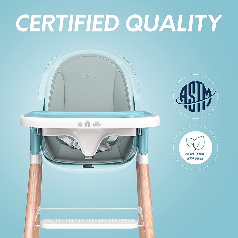 Children of Design Adjustable 6-in-1 Wooden Classic High Chair for Babies & Toddlers, 5 of 10