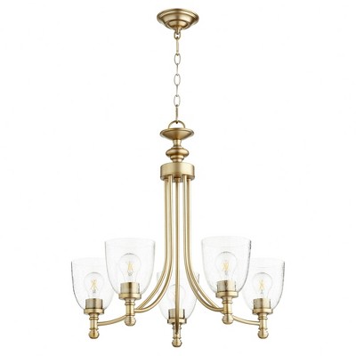 Quorum Lighting Rossington 5-Light Chandelier, Aged Brass, 25 Width, 25 Height, Chain Hanging, Dry Rated
