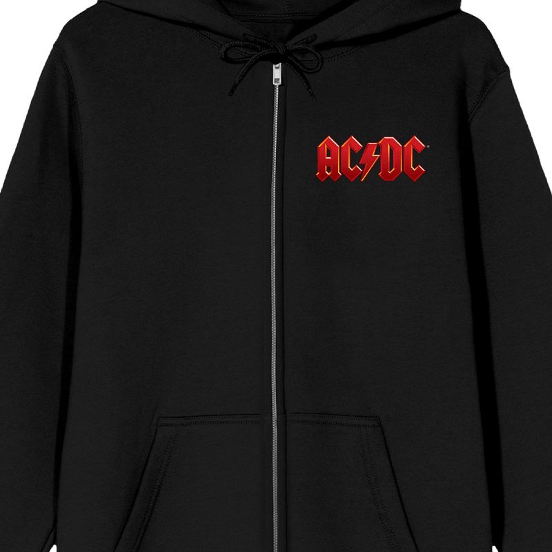 ACDC Angus Young with Horns Men's Black Zip Hoodie, 2 of 5