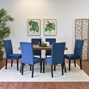 NicBex Dining Room Table Set for 6 Morden Dining Table Set with Wooden Tabletop, Metal Legs and 6 Velvet Chairs for Dining Room - 1 of 4