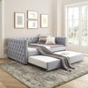 NicBex Full Size Daybed with Twin Size Trundle,Upholstered Sofa Bed with Copper Nail for Bedroom,Living Room,Apartment - 2 of 4