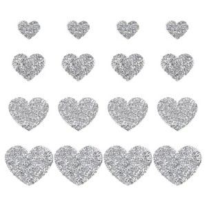 Unique Bargains Iron On Durable DIY Clothing Heart Rhinestone Patches 16 Pcs - 1 of 4