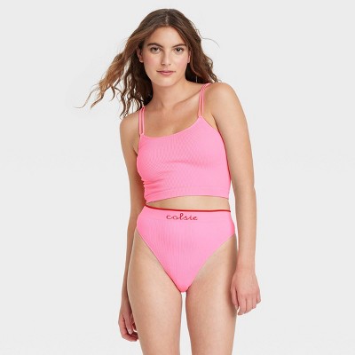 Women's Seamless Bodysuit with Keyhole - Colsie™ Pink XS - Yahoo