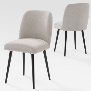 Pexfix Linen Upholstered Dining Chairs with Black Legs Set of 2 - 1 of 4