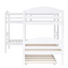 NicBex Twin over Twin Bunk Bed L-Shaped Five Person Pine Bed Frame with Trundle, Ladder and Full Length Guardrail, No Box Spring Required - 3 of 4