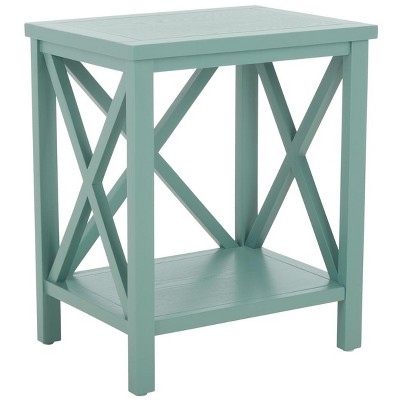 Dusty Green Pine Wood Rectangular End Table