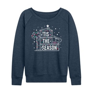 Women's - Barbie - Holidays & Christmas Lightweight French Terry Wide Neck Long Sleeve Shirt - 1 of 4