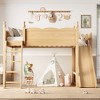 Full/Queen Loft Bed with Storage Shelves, Detachable Slide & Ladder,  Solid Wood Loft Bed Frame, No Box Spring Needed - ModernLuxe - 3 of 4