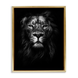 Stupell Industries Lion In Shadows Photography Floating Frame Canvas Art, Gold, 17" x 21" - 1 of 4