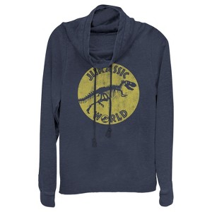 Juniors Womens Jurassic World: Fallen Kingdom Retro Fossil Cowl Neck Sweatshirt - 1 of 3