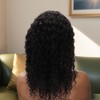 Unique Bargains Women's Medium Wave Curly Long Hair Wig 13x4in 150 Real Human Hair Black 1 Pc - 3 of 4