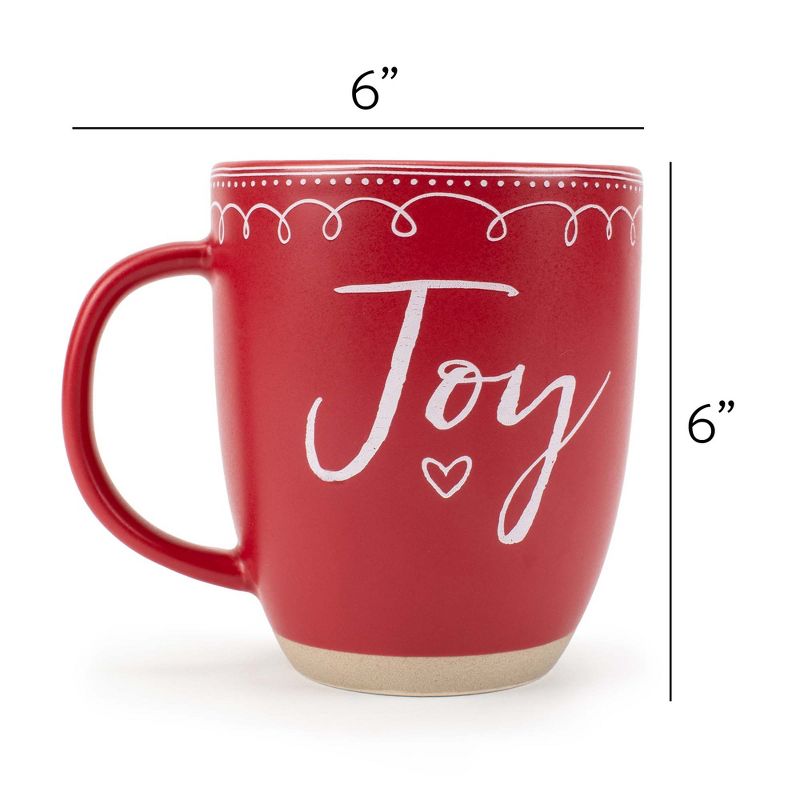 Elanze Designs Joy Raw Clay Bottom Red 16 ounce Ceramic Christmas Coffee Mug, 4 of 6
