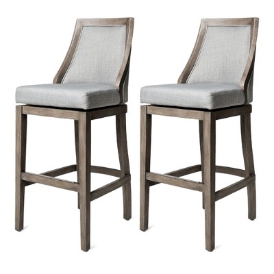 Maven Lane Vienna Rotating High Back Kitchen Stool with Fabric Upholstered Seat, Set of 2