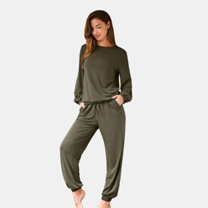 Women's Cozy Green Drawstring Waist Pajama Sets - Cupshe - 1 of 4