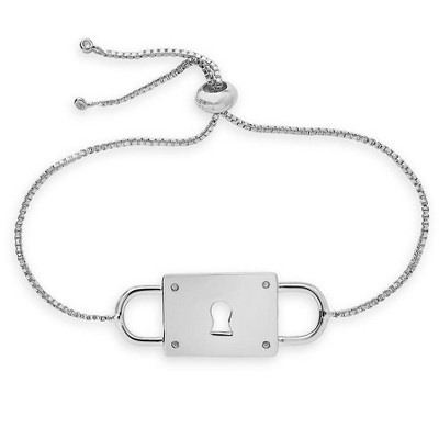SHINE by Sterling Forever Adjustable Double Padlock Bolo Bracelet