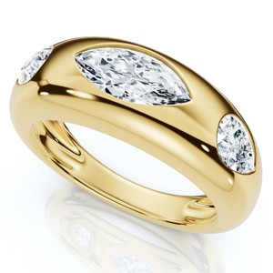 Pompeii3 1 1/10Ct Sloan Flush Set Marquise Diamond Dome Band 14k Gold Lab Created - 1 of 2