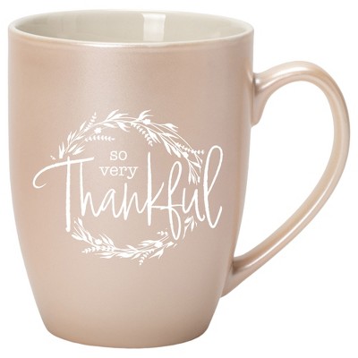 Elanze Designs So Very Thankful Wreath Precious Pearl 10 ounce New Bone China Coffee Cup Mug
